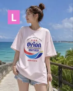 Orion オリオンビール ロゴプリント 半袖Tシャツ ピンク