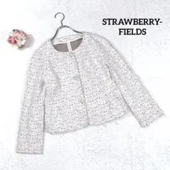 【ストロベリーフィールズ】ノーカラージャケット 白 総柄 総レース