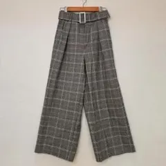 GU (ジーユー) チェック柄 ワイドパンツ ベルト付き Sサイズ