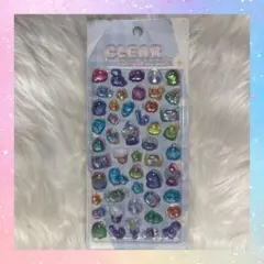 【吉田産業】クリアぷくぷくキャンディシール ブルー 恐竜 シール 立体シール