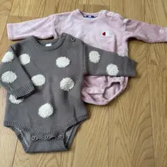 まとめ売り　ロンパース　80cm 2点セット　テータテート　ドット　チャンピオン