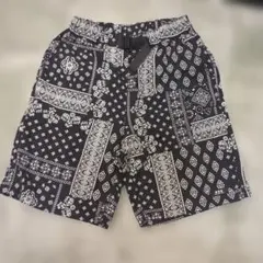 バンダナ柄 ハーフパンツ ブラック キッズ