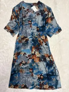 新品タグ付きアーバンリサーチボタニカル柄七分袖ワンピース Freeサイズ