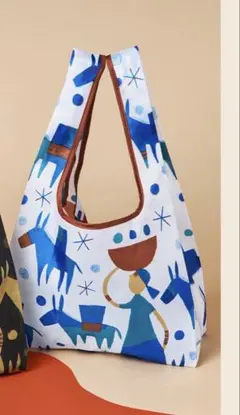 カルディ　KALDI エコバッグ 青い馬デザイン　+ 黒のエコバッグ2個