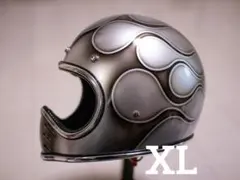 XLミニモト MTXタイプ ビンテージ ヘルメット シルバー黒フレア2