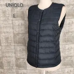 ユニクロ 【L】 アウター ダウンベスト フェザー インナー クルーネック 秋冬