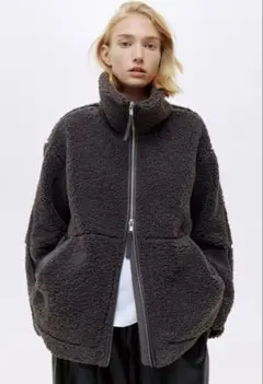 ルーズテディジャケット　H&M ダークグレー