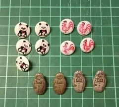 鶏　ガラスボタン　パンダ　樹脂ボタン　マトリョーシカ　飾りボタン　13個セット