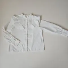 ホワイトフリル襟シャツ