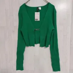 【新品】DIVIDED H&M リブカーディガン グリーン M