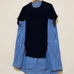 sacai サカイ　ニットドッキング　ワンピース　　スウェットパーカーコートのサムネイル