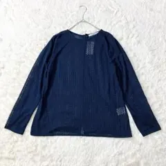 新品タグ付✨テチチ レースブラウス アンサンブル シアー シースルー ネイビーのサムネイル