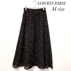ローリーズファーム フレアスカート シフォン ブラック 花柄 M a0407