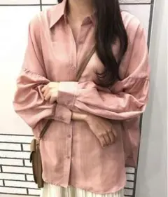 新品 シアーシャツ 長袖シャツ ゆったりオーバーサイズ ピンク スモークピンク