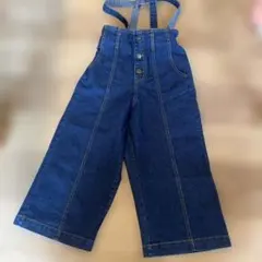 濃いデニム サスペンダー付きボトムスXL