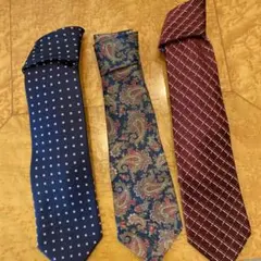 ネクタイセット 3本 紺色・ペイズリー・赤色
