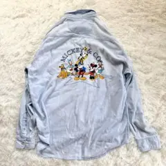 90sヴィンテージ ディズニー ミッキー＆コー デニムシャツ 刺繍ロゴ 大きめのサムネイル