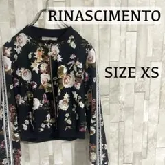 【美品】RINASCIMENTO ブルゾン 袖ロゴ 花柄 ブラック イタリア製のサムネイル