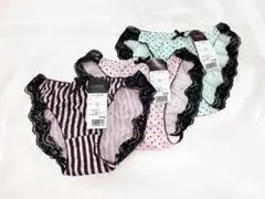 新品 レディースショーツ 3枚セット Lサイズ 綿100％ レース まとめ売り