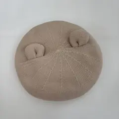 クマ耳　むぎわらベレー帽