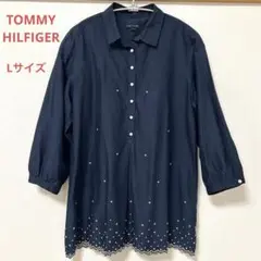 トミーヒルフィガー　八分袖　チュニック　ブラウス　シャツ　レディース　L 紺