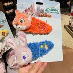 上海ディズニー　ズードピア　ニックとジュディ　ふわふわヘアピン　髪飾り
