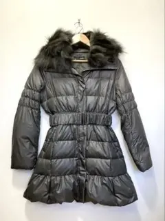 claroフォックスファー・ベルト付きフード取外し可ダウンコート9号