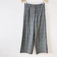 【ニコアンド】チェック柄カジュアルパンツ　Mサイズ　灰色グレー系　ウエストゴム