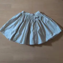 BeBeリボン付きライトベージュコットンフレアスカート 120