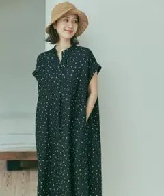 新品◆DOORS◆リネンドットフレアワンピース《BLACK》アーバンリサーチ