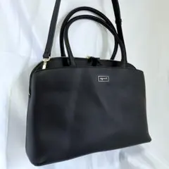 美品✨　アニエスベー　ショルダーバッグ　2way レザー　ロゴプレート　ブラック