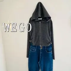 WEGO ボーダージップアップフードパーカー（Fサイズ）グレー　ドローストリングのサムネイル