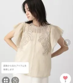 アパートバイ　オケージョン対応　チュールシシュウブラウス　ベージュ　フリーのサムネイル