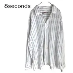 長袖ストライプシャツ　丈長め　ビジネス　羽織　デート　大きめL