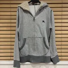 美品バーバリーブラックレーベル ジップアップパーカー グレー