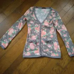 花柄 Vネック カーディガン 長袖