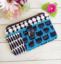 ネコ柄×see design・マルチポーチ