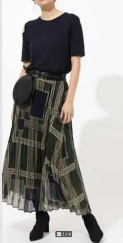 AZUL by moussy 不規則プリーツスカート S/M グリーン