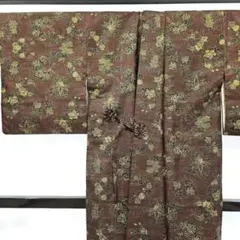 No.96 大島紬 道中着 一元式 花輪模様 羽織 正絹 和装 着物