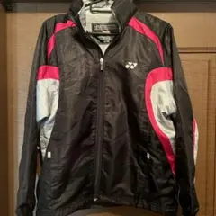 YONEX バドミントン ウォームアップジャケット SS 黒/グレー／ピンク