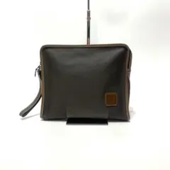 ダンヒル dunhill ダークブラウン クラッチバッグ キャンバス
