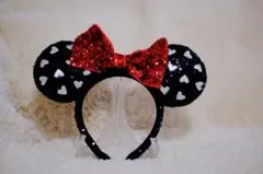ミニーマウス風カチューシャ ハート模様