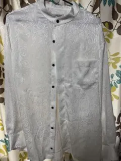 ALPHA TIME ホワイト・ブラック模様入りシャツ LL