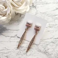 【訳あり品sale】 ラインストーン ピアス ピンク パープル