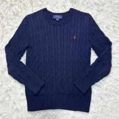 極上品 ポロラルフローレン ケーブルニット セーター ネイビー レディース XS
