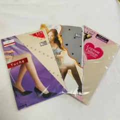 【新品　未開封】TUCHE きめ脚モチーフハートバイアス　柄ストッキング他計3点