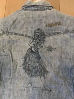 レミレリーフREMIRELIEF ウエスタンデニムシャツバックフラガール刺繍美品