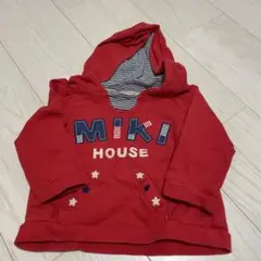 MIKI HOUSE 赤 フード付き トレーナー 80