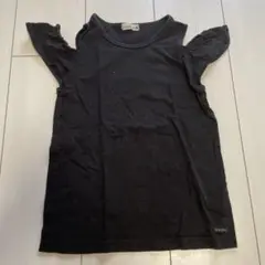 branshes 黒 フリル ノースリーブタンクトップ