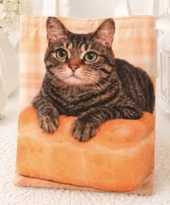 ル*リ様 人気 猫バッグ　キジトラ猫　パン　チェック　丈夫な新品トートバッグ　大のサムネイル
